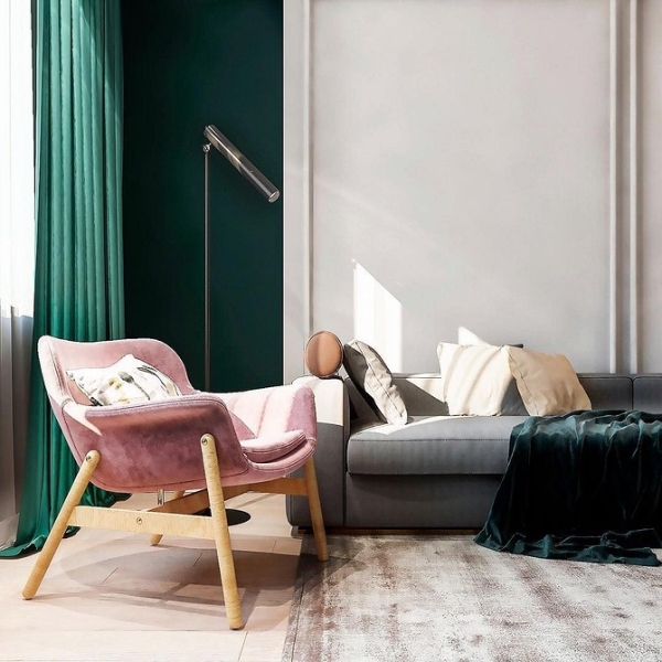 Зеленые шторы в интерьере: советы по выбору и идеи для разных комнат (67 фото)