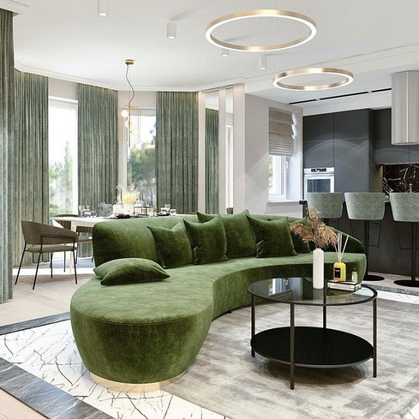 Зеленые шторы в интерьере: советы по выбору и идеи для разных комнат (67 фото)