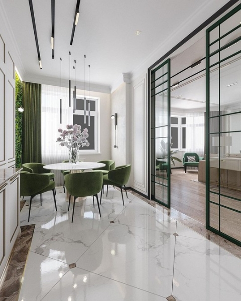 Зеленые шторы в интерьере: советы по выбору и идеи для разных комнат (67 фото)