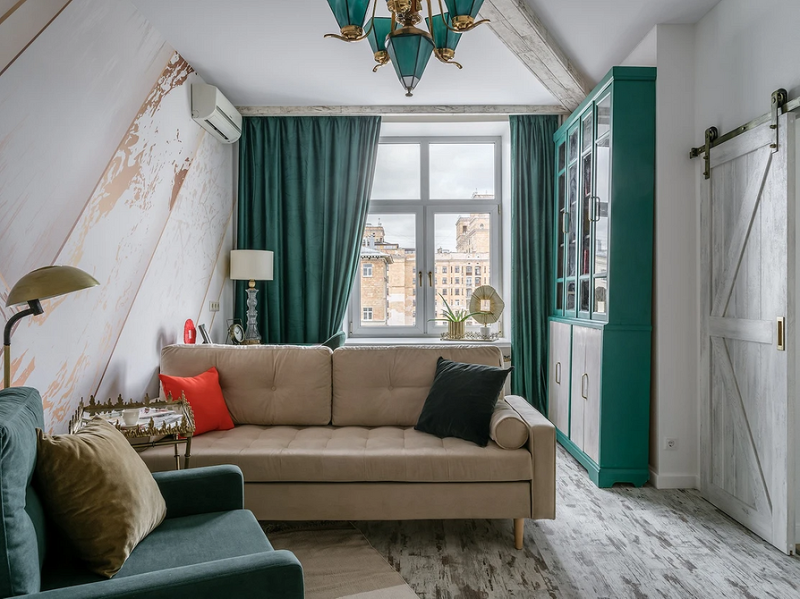 Зеленые шторы в интерьере: советы по выбору и идеи для разных комнат (67 фото)