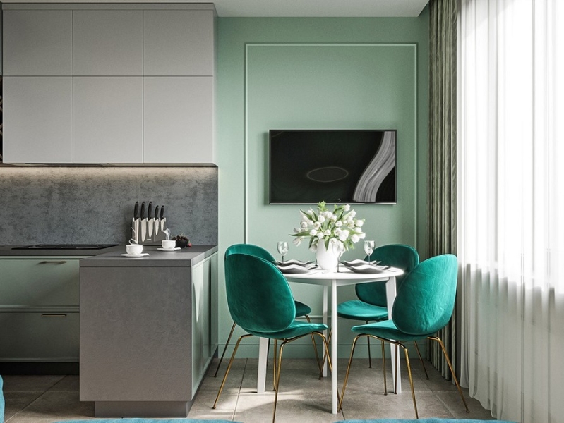 Зеленые шторы в интерьере: советы по выбору и идеи для разных комнат (67 фото)