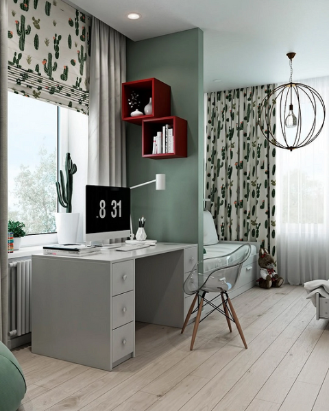 Зеленые шторы в интерьере: советы по выбору и идеи для разных комнат (67 фото)