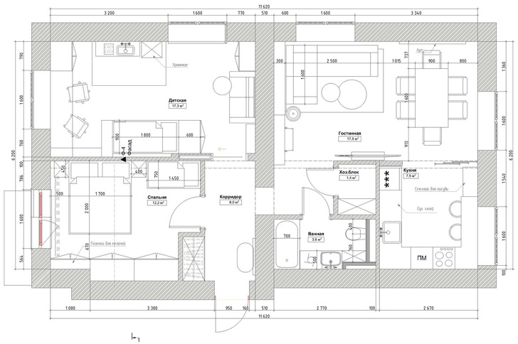 До и после: квартира 80 м² с зелеными акцентами на «Войковской»